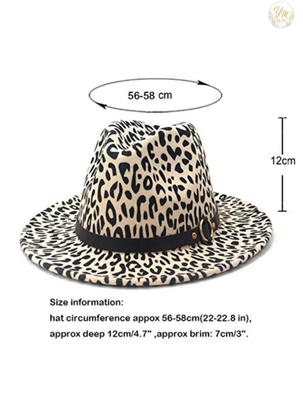 Womens Wide Brim Felt Fedora Panama Hat Leopard Belt Outdoor Sun Hat